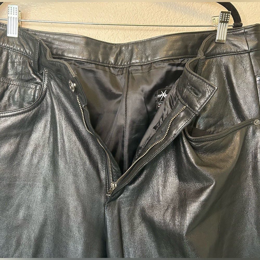 Wilsons Leather Dark Straight Leg Trousers - Picture 3 of 10